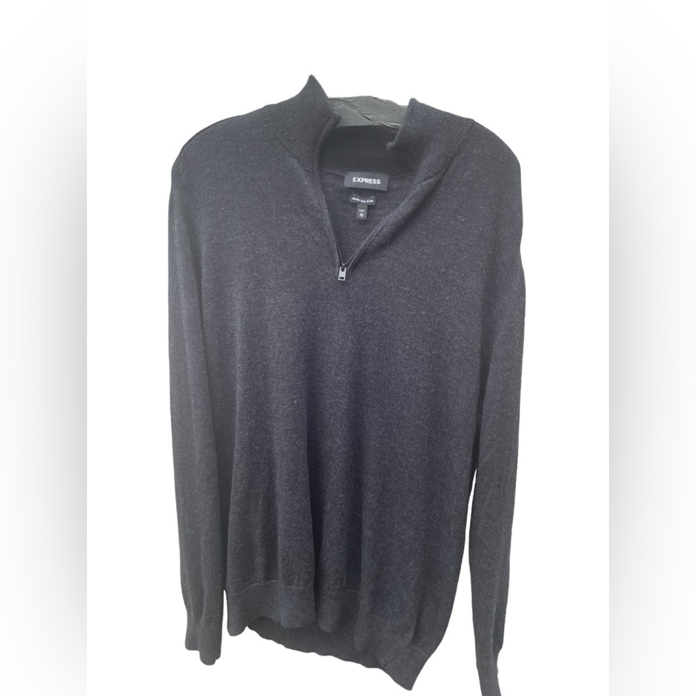 Express Charcoal Long Sleeve ‎ Wool Blend Pull Over Sweater